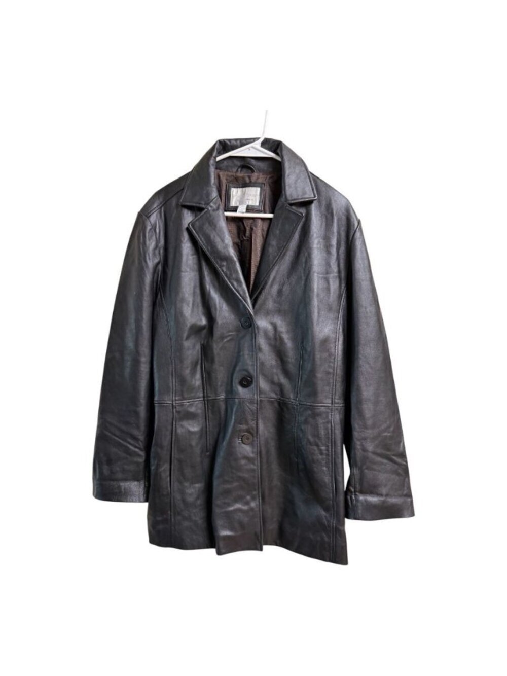 Women’s Worthington Lambskin Leather Black Jacket XL Button Front